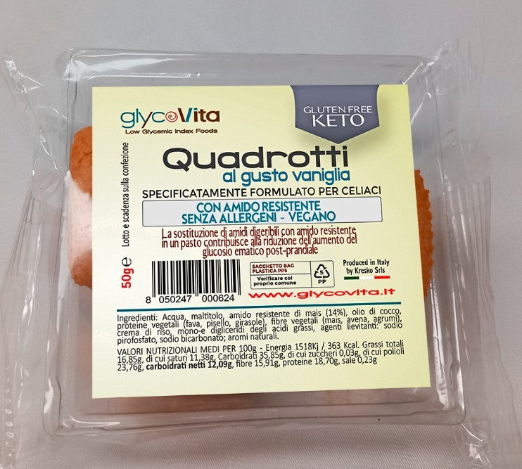 GLYCO QUADROTTI VANILLA (50g) - gluten free KETO