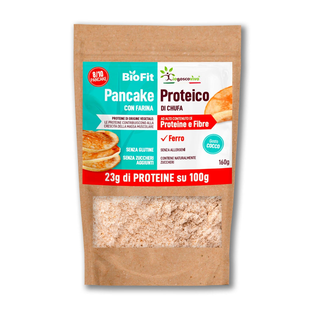 Preparato Bio per Pancake Proteici al Cocco e Chufa Senza Glutine 160g con edulcorante