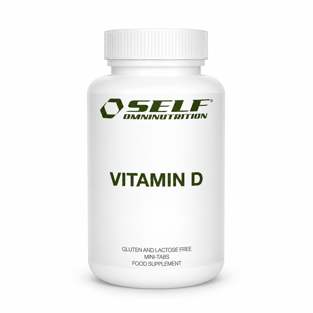 Vitamin D 100tabs Integratore – Self Omninutrition, confezione su sfondo bianco