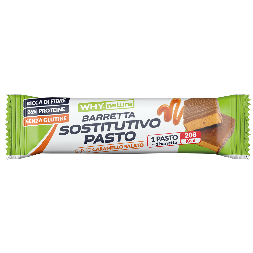 Why Nature Barretta Sostitutivo Pasto – BOX 24 × 60 g – Caramello salato – BOX 24 × 60 g – confezione originale