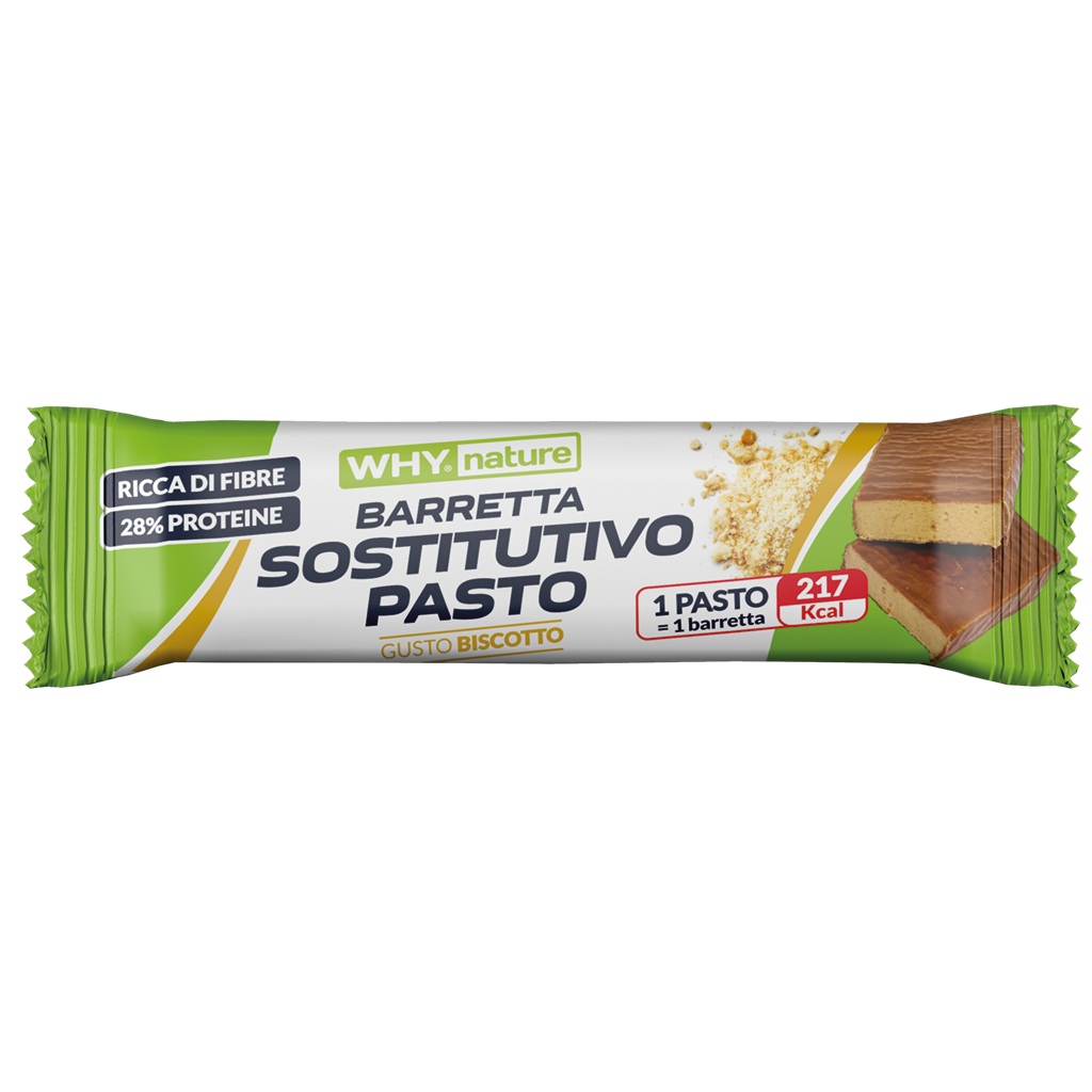 Why Nature Barretta Sostitutivo Pasto – BOX 24 × 60 g – Biscotto ricoperta cioccolato al latte – BOX 24 × 60 g – confezione originale