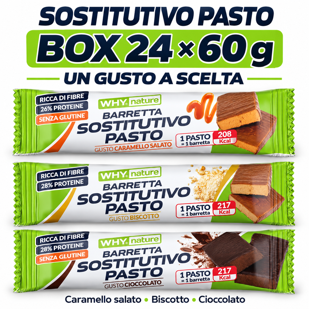 Why Nature Barretta Sostitutivo Pasto – BOX 24 × 60 g – box intero monogusto