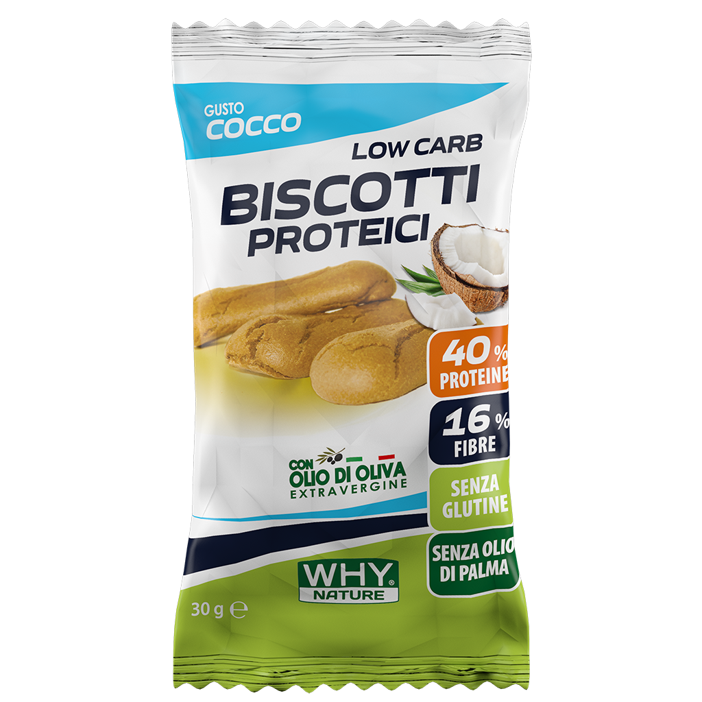 Why Nature Biscotti Proteici 30 g – Cocco – confezione originale