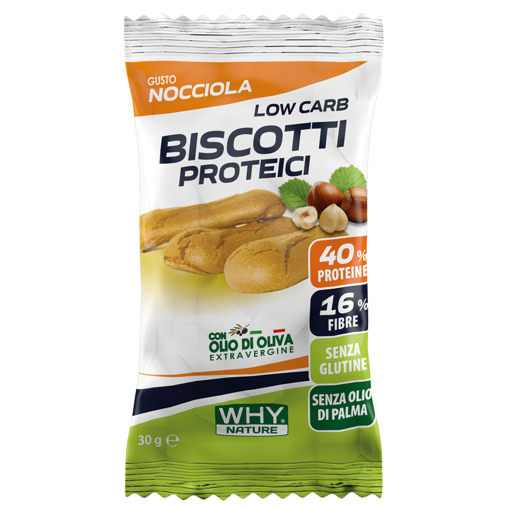 Why Nature Biscotti Proteici 30 g – Nocciola – confezione originale