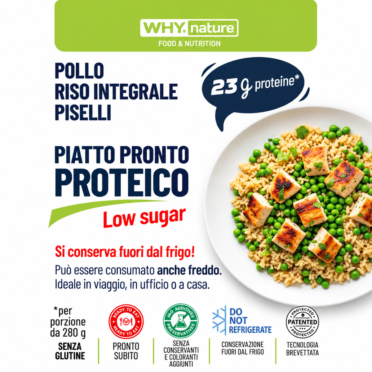 Why Nature Riso con Pollo e Piselli – Piatto Pronto 280 g – confezione originale