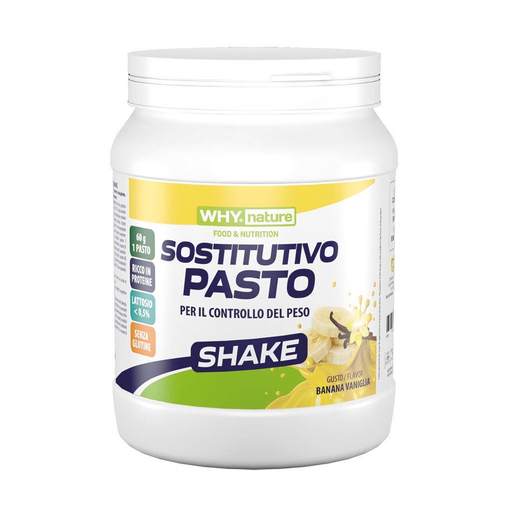 Why Nature Sostitutivo Pasto Shake 480 g – Banana Vaniglia – confezione originale